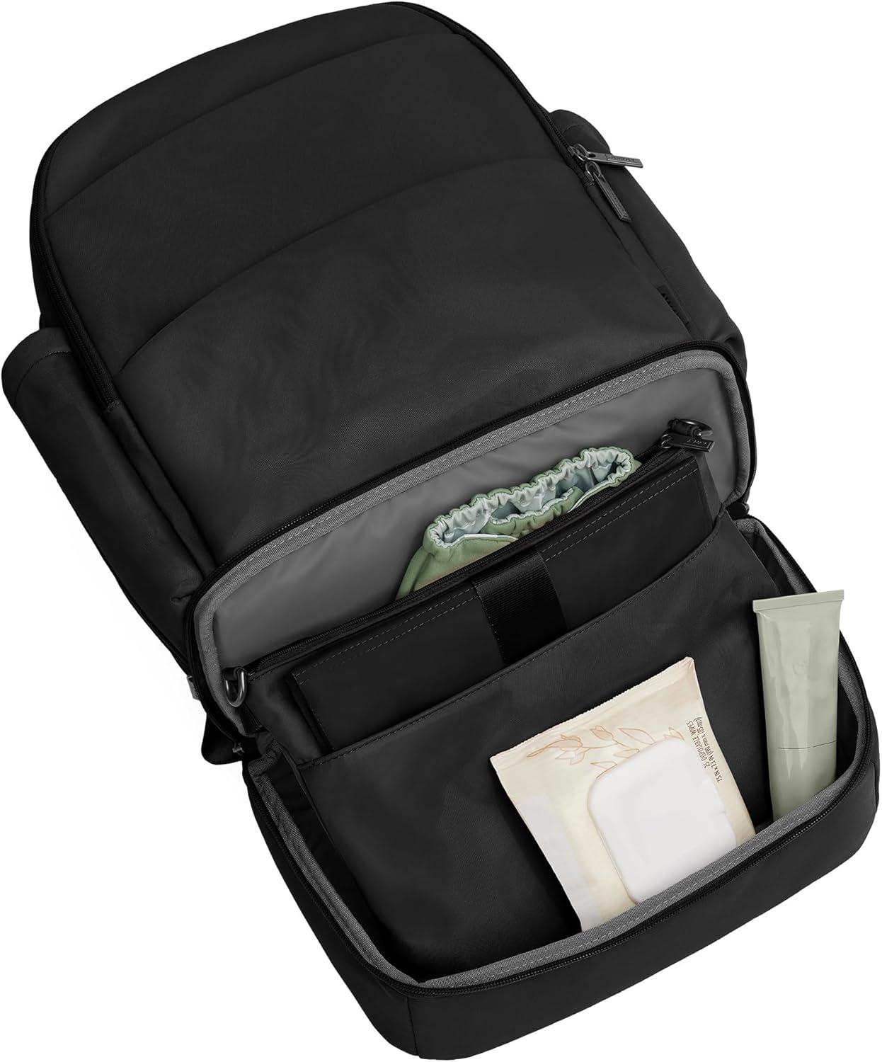 imageAway Double Diaper Backpack Lightweight Baby Diaper Bag Backpack for Mom amp Dad Spacious Comfortable Travel Ready Jet Black