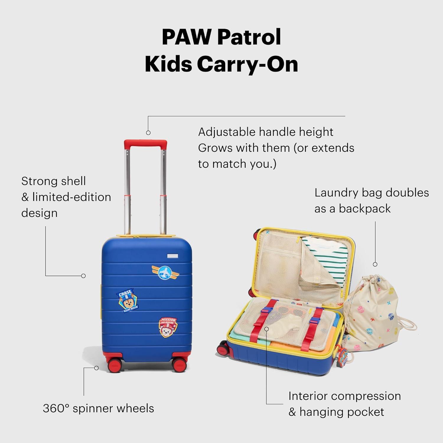 imageAway PAW Patrol Kids Carry On Luggage Lightweight Rolling Suitcase for Children TSAApproved Spinner Wheels Travel Suitcase for Toddlers amp Kids Chase Badge BlueChase Badge Blue