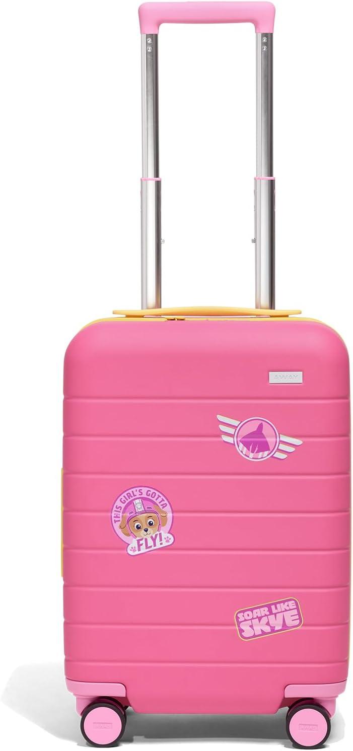 imageAway PAW Patrol Kids Carry On Luggage Lightweight Rolling Suitcase for Children TSAApproved Spinner Wheels Travel Suitcase for Toddlers amp Kids Chase Badge BlueSkye Pilot Pink