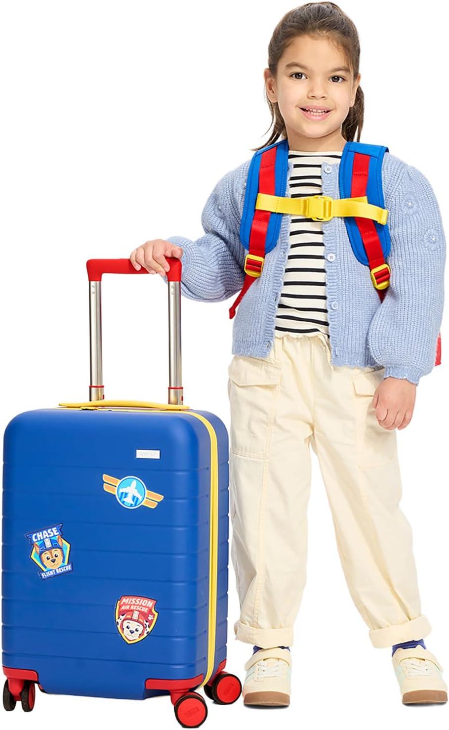 imageAway PAW Patrol Kids Carry On Luggage Lightweight Rolling Suitcase for Children TSAApproved Spinner Wheels Travel Suitcase for Toddlers amp Kids Chase Badge BlueChase Badge Blue