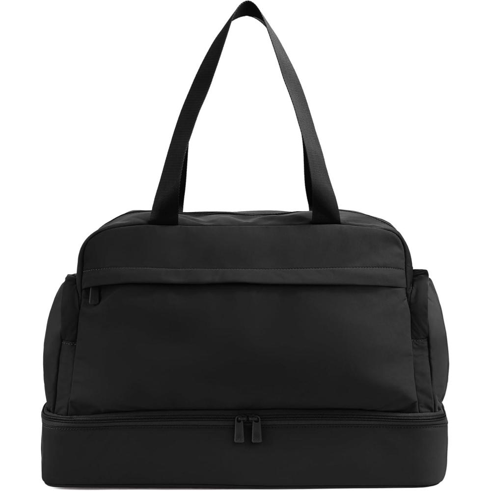 imageAway Featherlight Weekender Bag 44L Carry On Travel Duffel with Laptop Sleeve and Shoe Compartment Jet Black