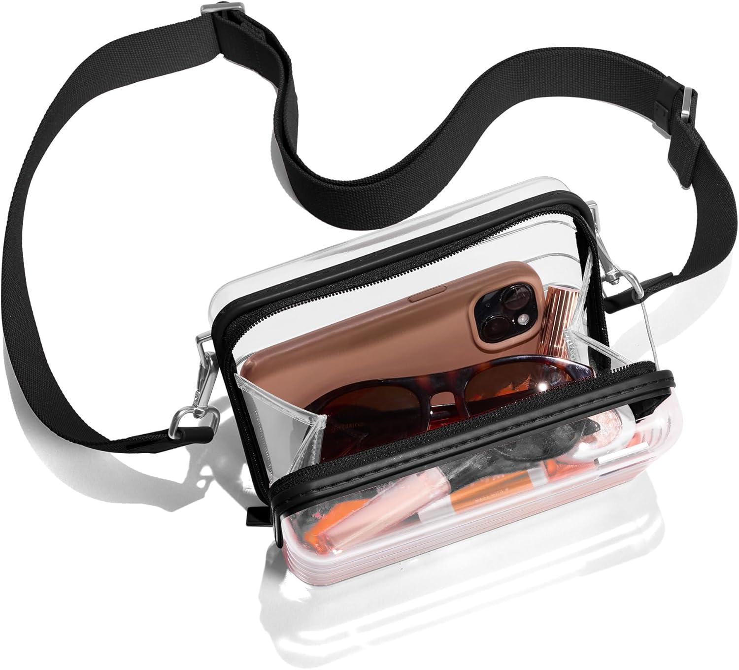 imageAway Clear Stadium Bag Mini Transparent Crossbody bag for Concerts Festivals amp Sports EventsJet Black
