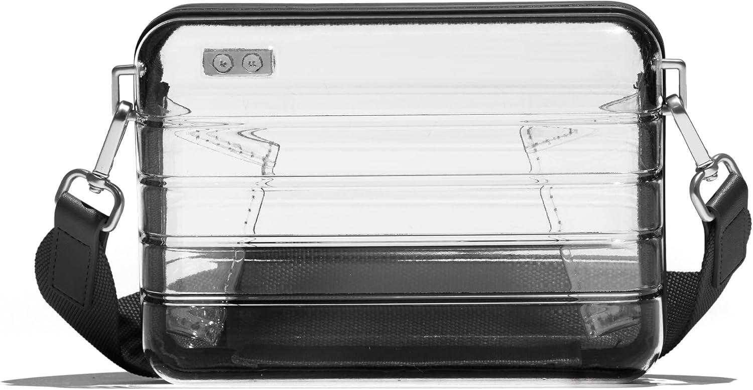 imageAway Clear Stadium Bag Mini Transparent Crossbody bag for Concerts Festivals amp Sports EventsJet Black