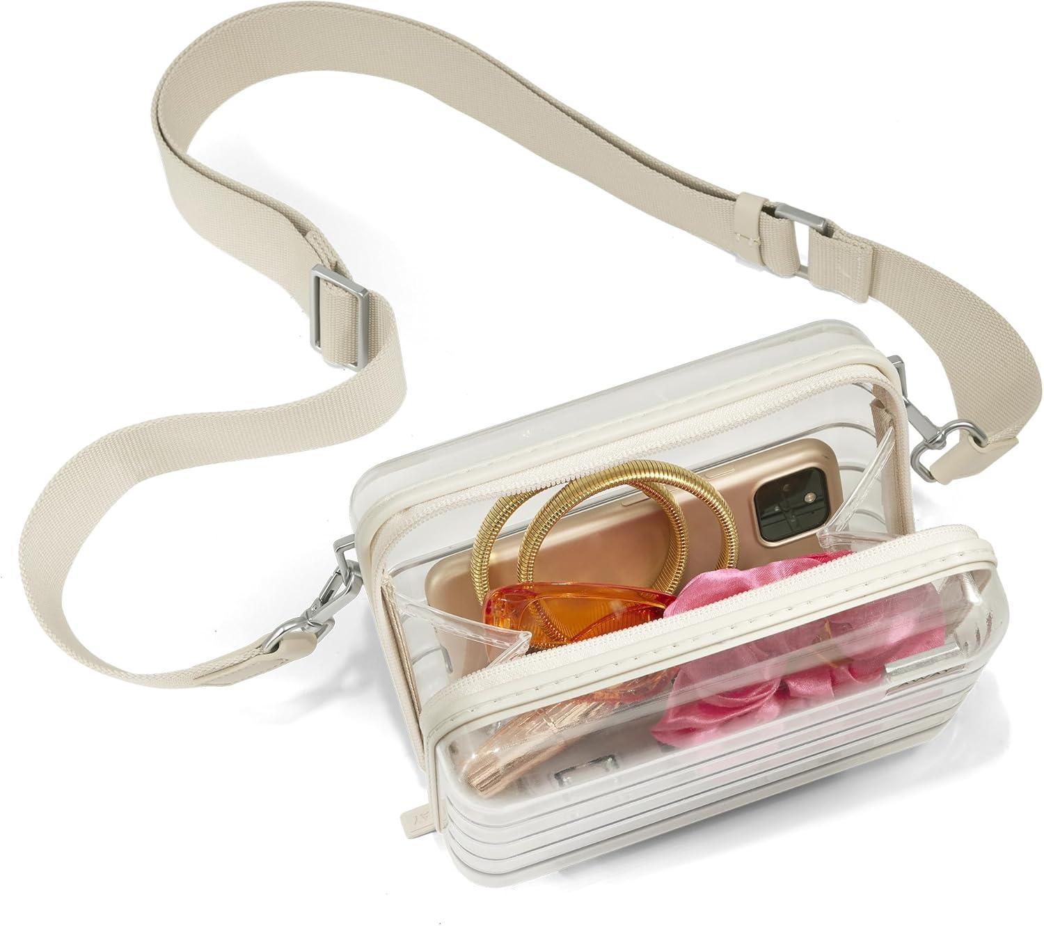 imageAway Clear Stadium Bag Mini Transparent Crossbody bag for Concerts Festivals amp Sports EventsSalt White