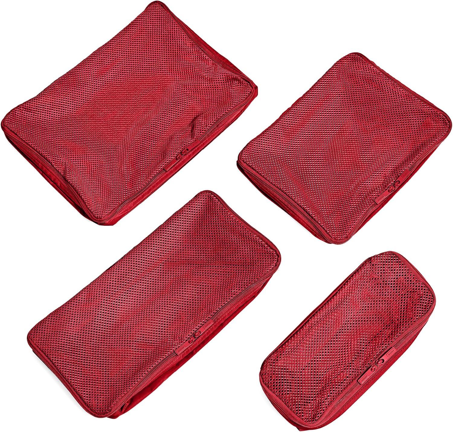 imageAway Insider Packing Cubes Set of 4 Lightweight Travel Organizers for Luggage Suitcases amp CarryOn Bags Cloud GrayCherry Red