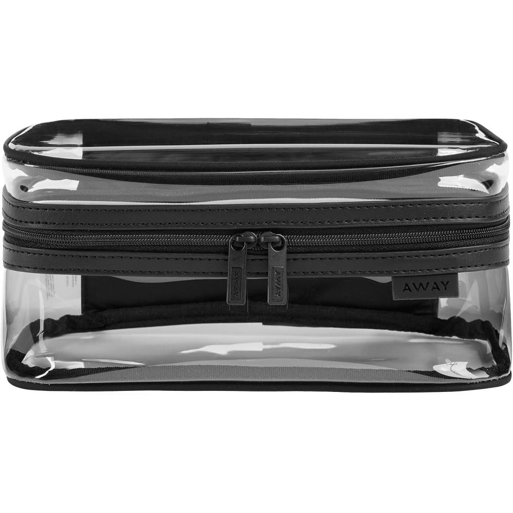 imageAway Clear Small Toiletry Bag  Compact Transparent Travel Organizer for Toiletries amp Beauty Essentials Blush PinkJet Black
