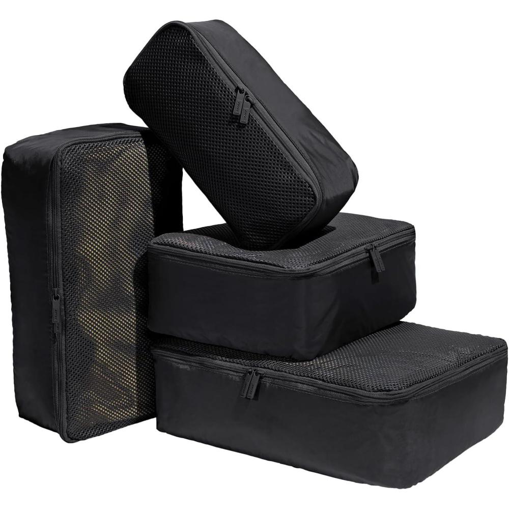 imageAway Insider Packing Cubes Set of 4 Lightweight Travel Organizers for Luggage Suitcases amp CarryOn Bags Cloud GrayJet Black