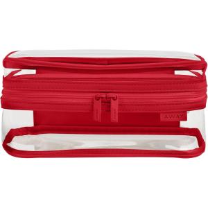 Away Clear Small Toiletry Bag – Compact Transparent Travel Organizer for Toiletries & Beauty Essentials, Blush Pink(Cherry Red)