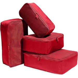 Away Insider Packing Cubes Set of 4 – Lightweight Travel Organizers for Luggage, Suitcases & Carry-On Bags, Cloud Gray(Cherry Red)