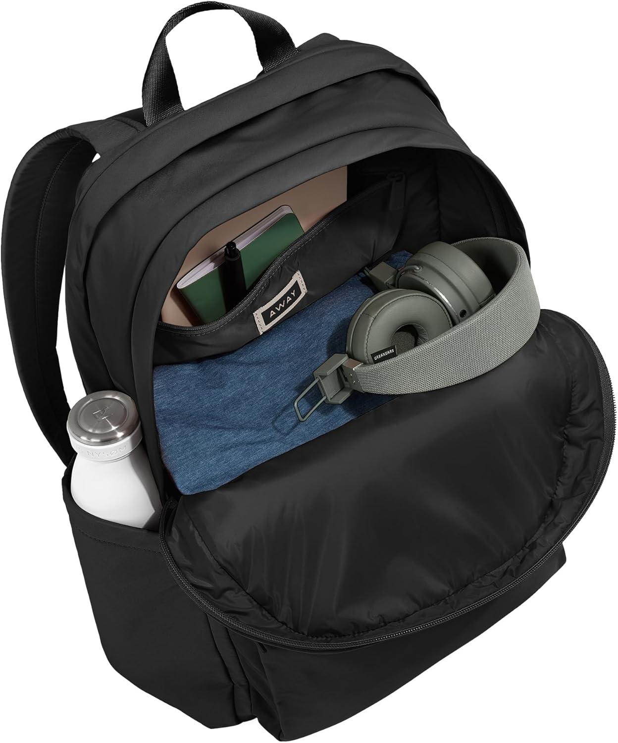imageAway Featherlight Large Backpack for Travel amp Work Ergonomic Lightweight Bag with 16 Inch Laptop Sleeve Passport Pocket amp Trolley SleeveJet BlackJet Black
