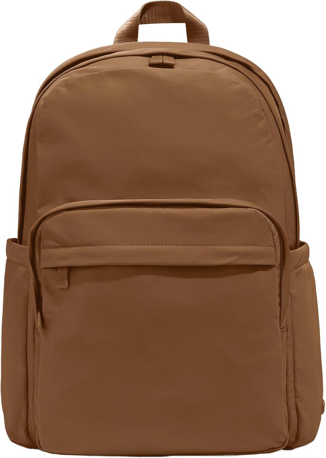 imageAway Featherlight Large Backpack for Travel amp Work Ergonomic Lightweight Bag with 16 Inch Laptop Sleeve Passport Pocket amp Trolley SleeveJet BlackAmaro Brown