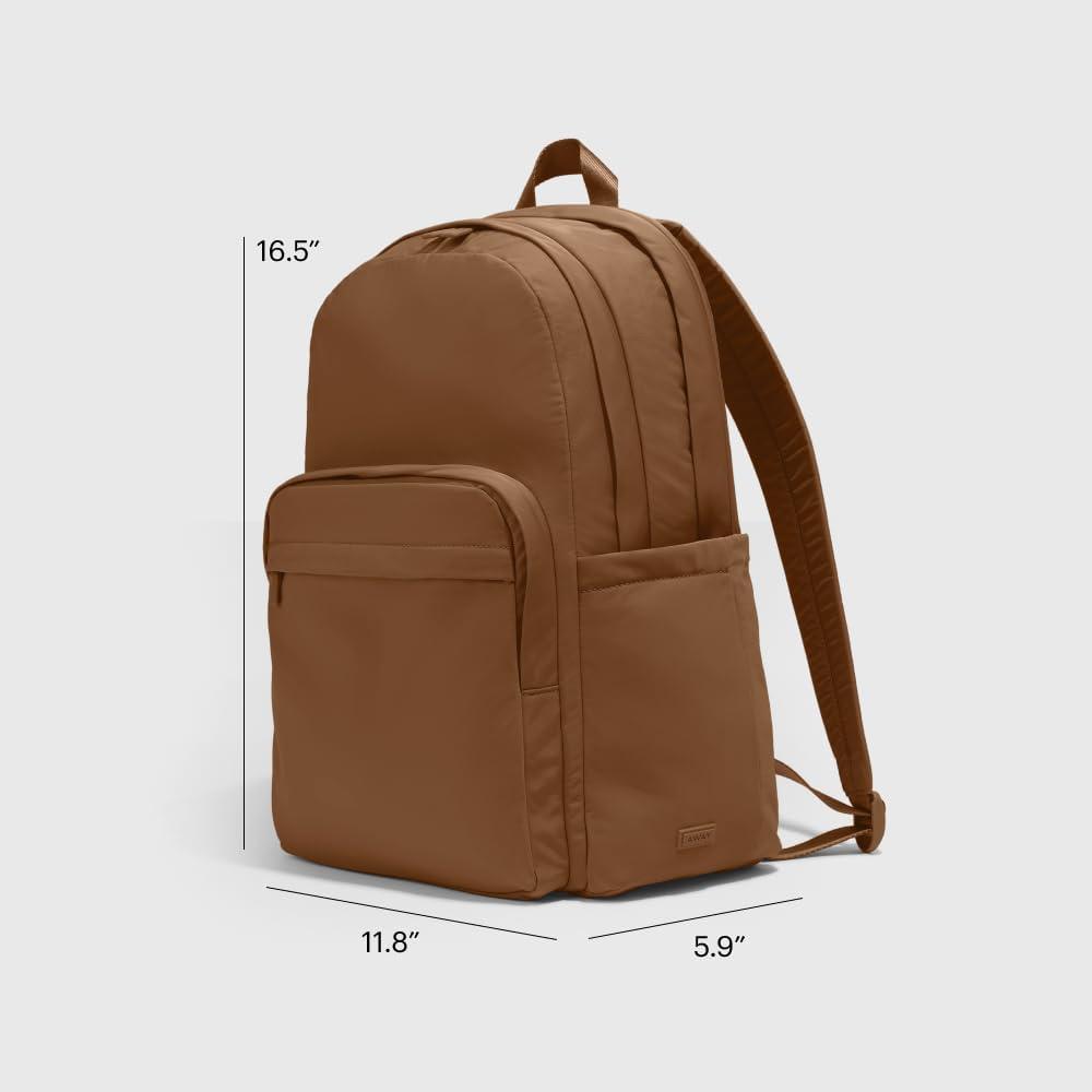 imageAway Featherlight Large Backpack for Travel amp Work Ergonomic Lightweight Bag with 16 Inch Laptop Sleeve Passport Pocket amp Trolley SleeveJet BlackAmaro Brown