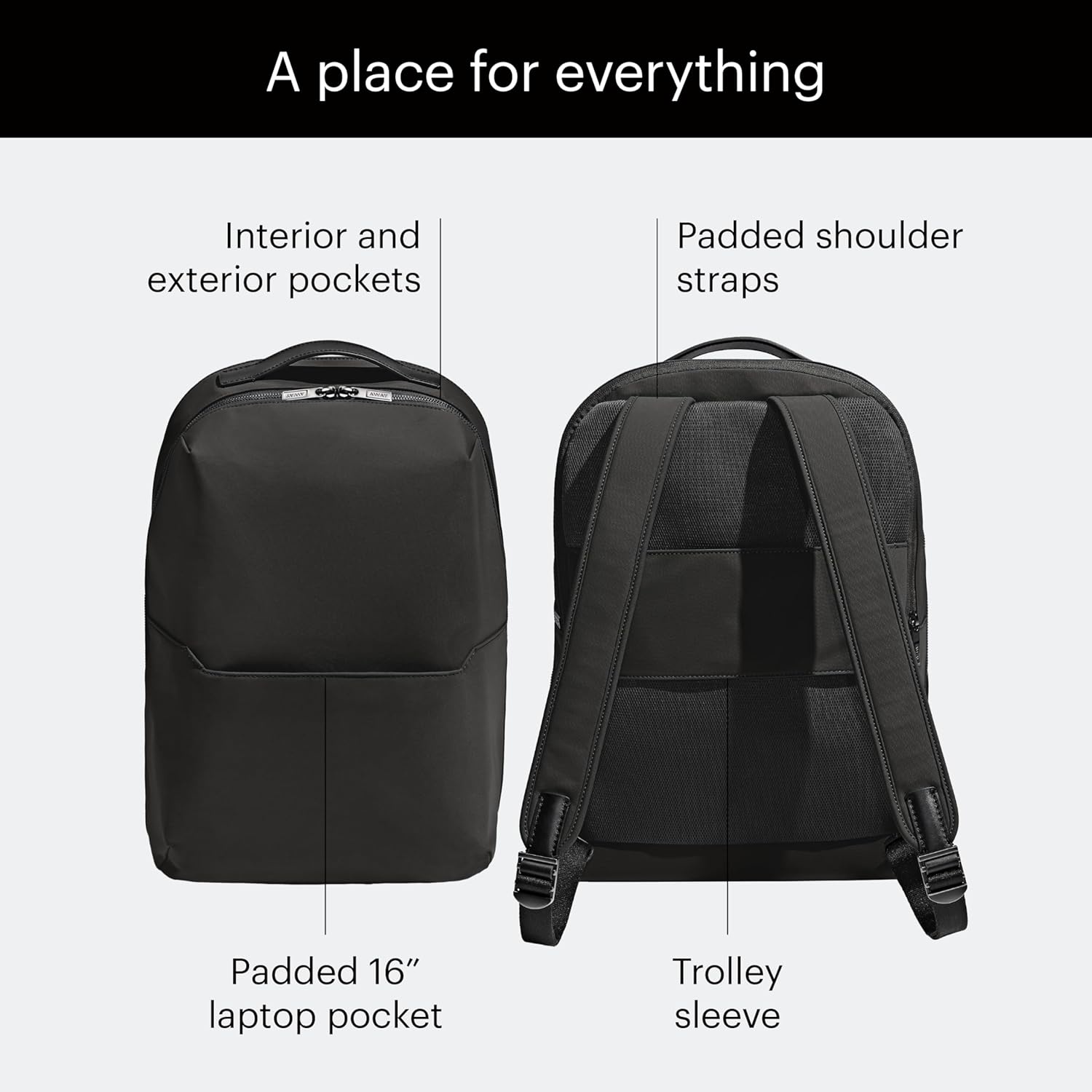 imageAway Amazon Exclusive The Everywhere Zip Backpack Personal Item Airline Approved Backpack with 16 Padded Laptop Sleeve Water Bottle Pocket Interior and Exterior Pockets Sky BlueJet Black
