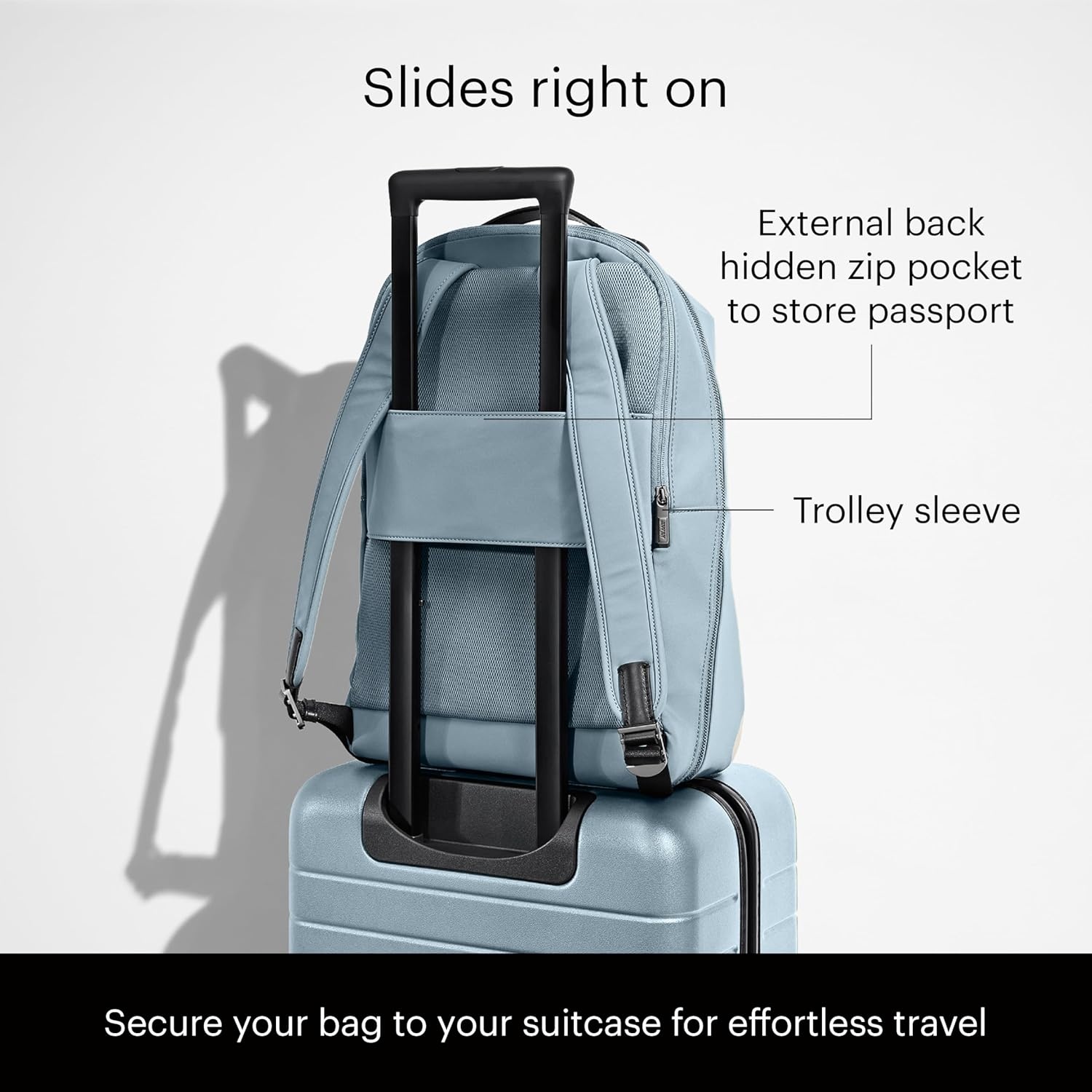 imageAway Amazon Exclusive The Everywhere Zip Backpack Personal Item Airline Approved Backpack with 16 Padded Laptop Sleeve Water Bottle Pocket Interior and Exterior Pockets Sky BlueSky Blue