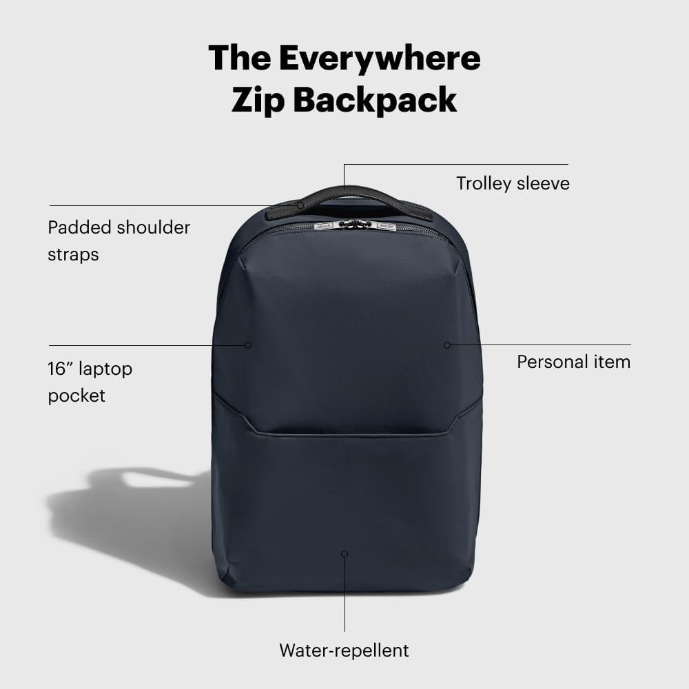 imageAway Amazon Exclusive The Everywhere Zip Backpack Personal Item Airline Approved Backpack with 16 Padded Laptop Sleeve Water Bottle Pocket Interior and Exterior Pockets Sky BlueNavy Blue