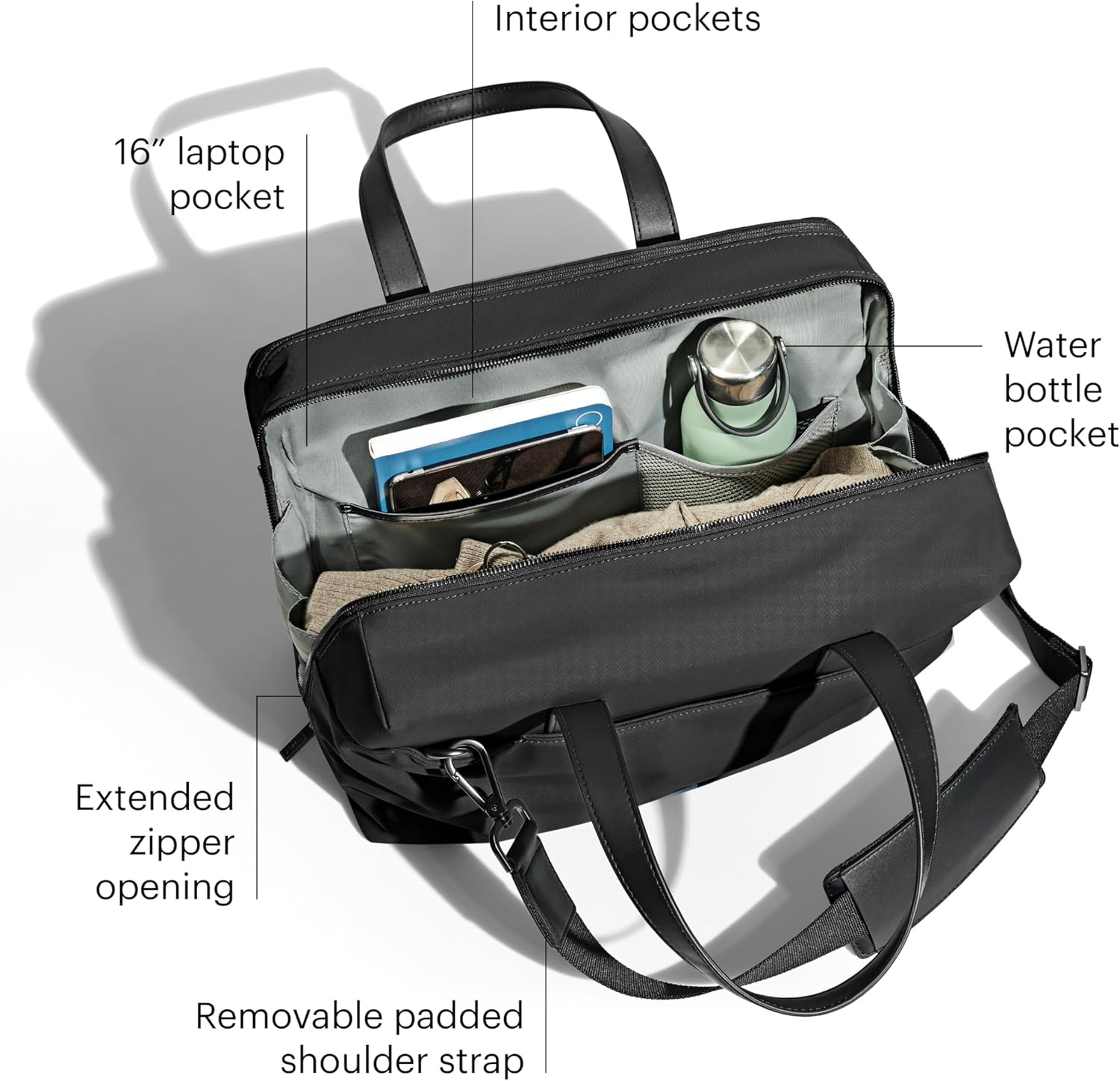 imageAway The Everywhere Bag Airline Approved CarryOn Bag with Padded Laptop PocketJet Black