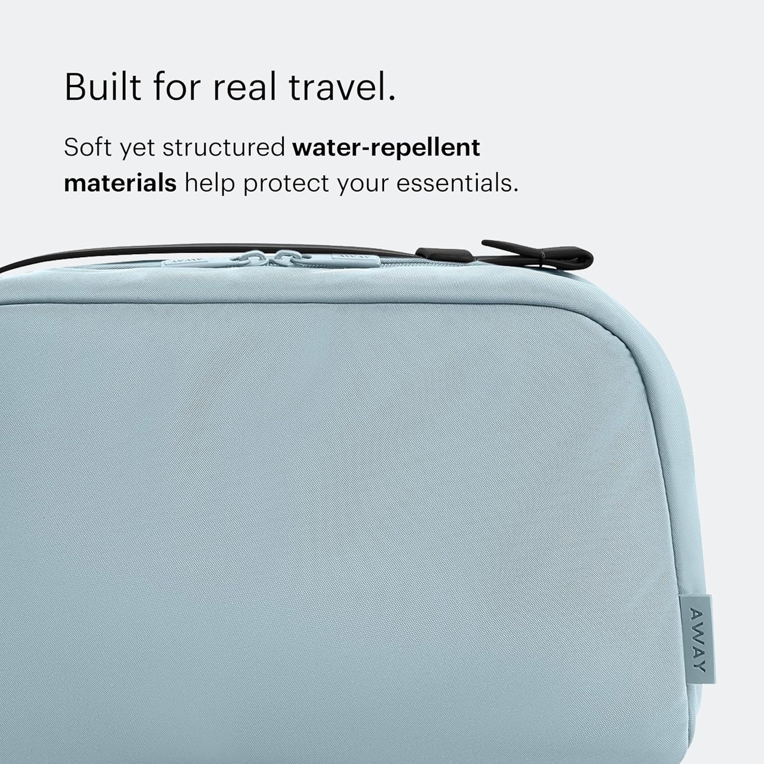 imageAway Amazon Exclusive Large Toiletry Bag WaterRepellent Travel Toiletry Bag with Clamshell Opening Interior Compartments Exterior Zip Pocket Sky BlueSky Blue