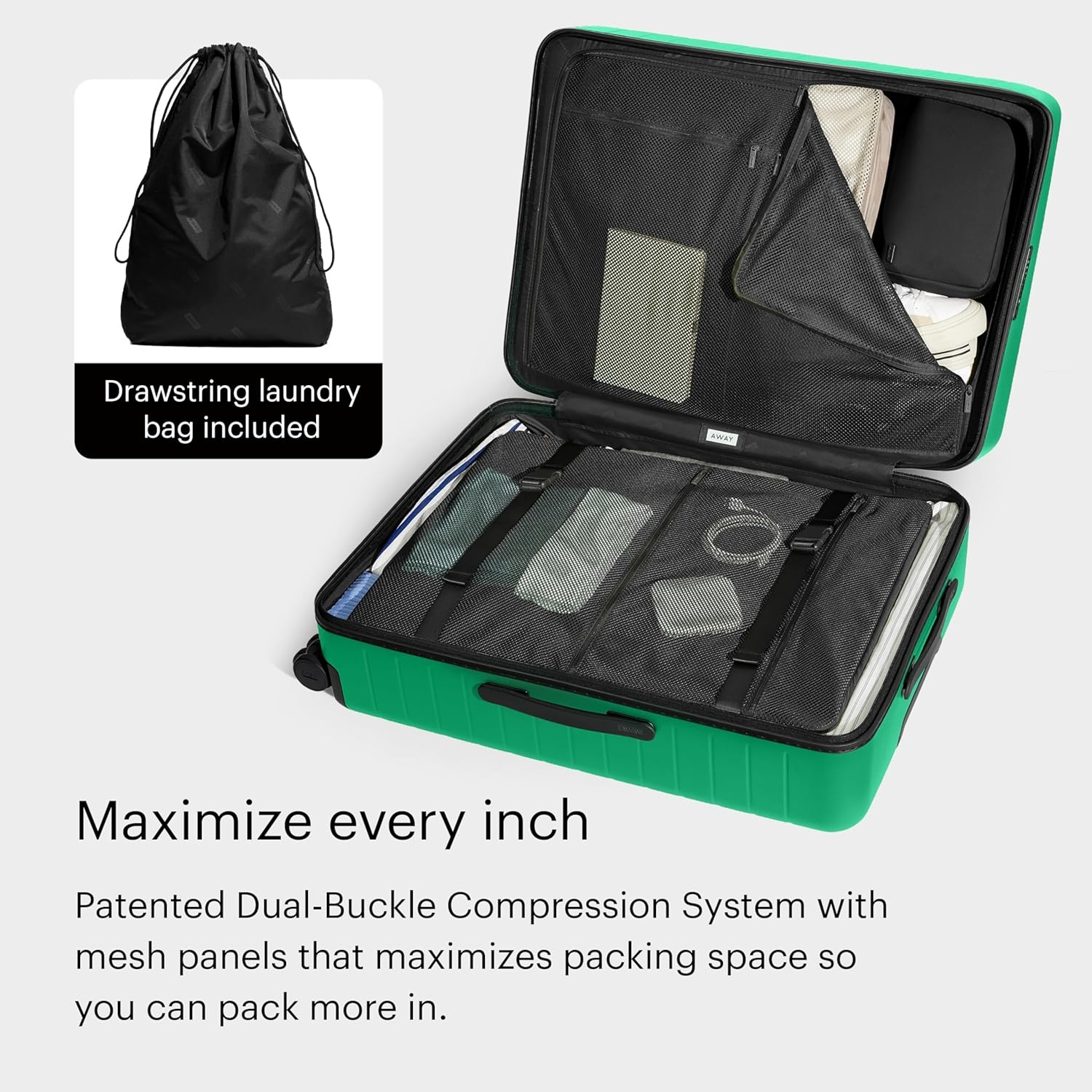 image:imageAway Amazon Exclusive Large Checked Luggage 29Inch Lightweight Hardside Suitcase with Four WhisperGlide 360 Spinner Wheels Interior Compression System TSAAccepted Lock Sky BluePalm Green