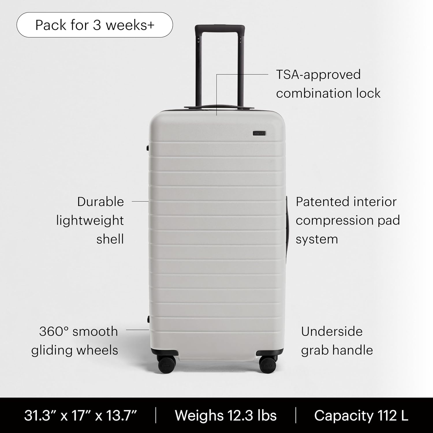 image:imageAway Amazon Exclusive Large Checked Luggage 29Inch Lightweight Hardside Suitcase with Four WhisperGlide 360 Spinner Wheels Interior Compression System TSAAccepted Lock Sky BlueCloud Gray