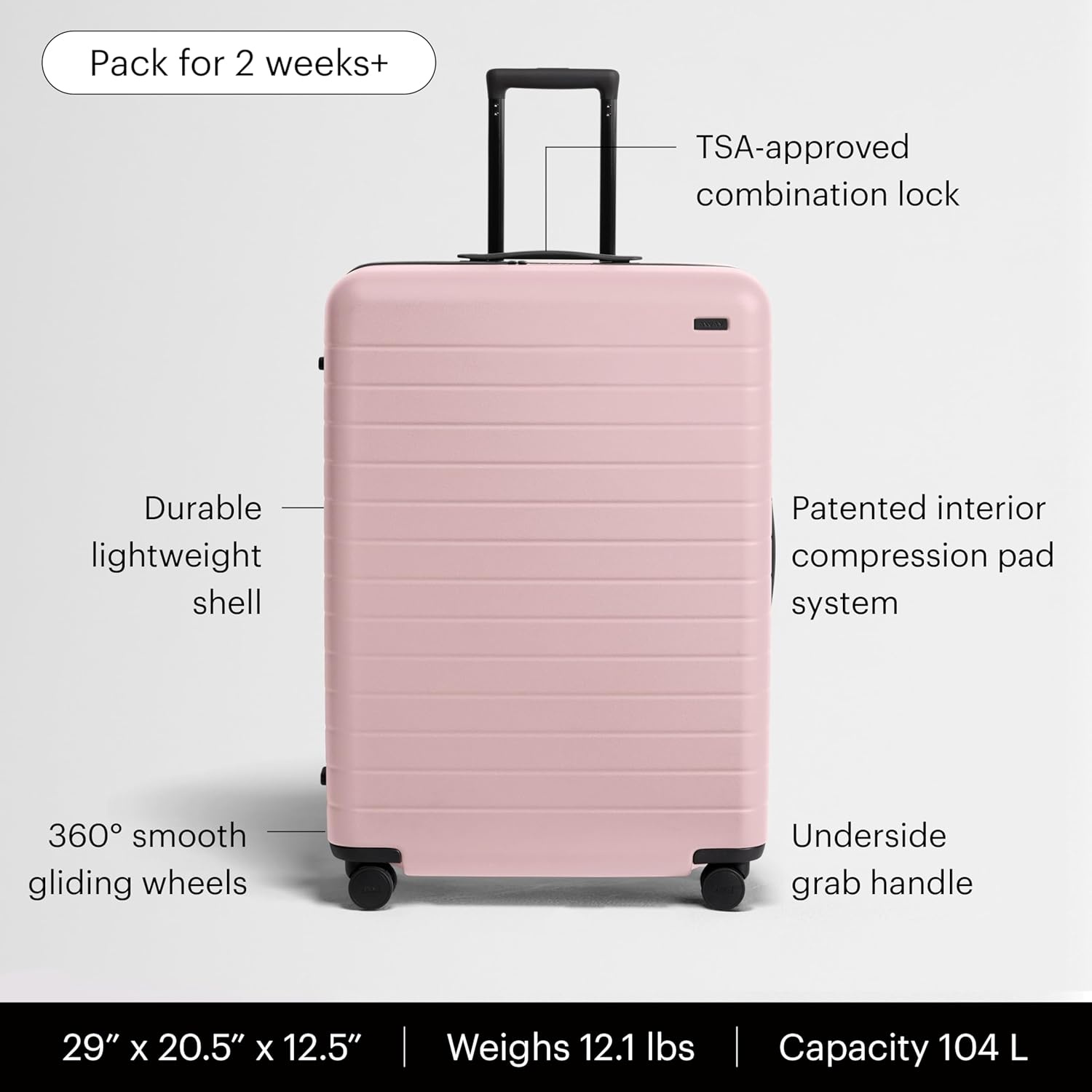 image:imageAway Amazon Exclusive Large Checked Luggage 29Inch Lightweight Hardside Suitcase with Four WhisperGlide 360 Spinner Wheels Interior Compression System TSAAccepted Lock Sky BlueBlush Pink