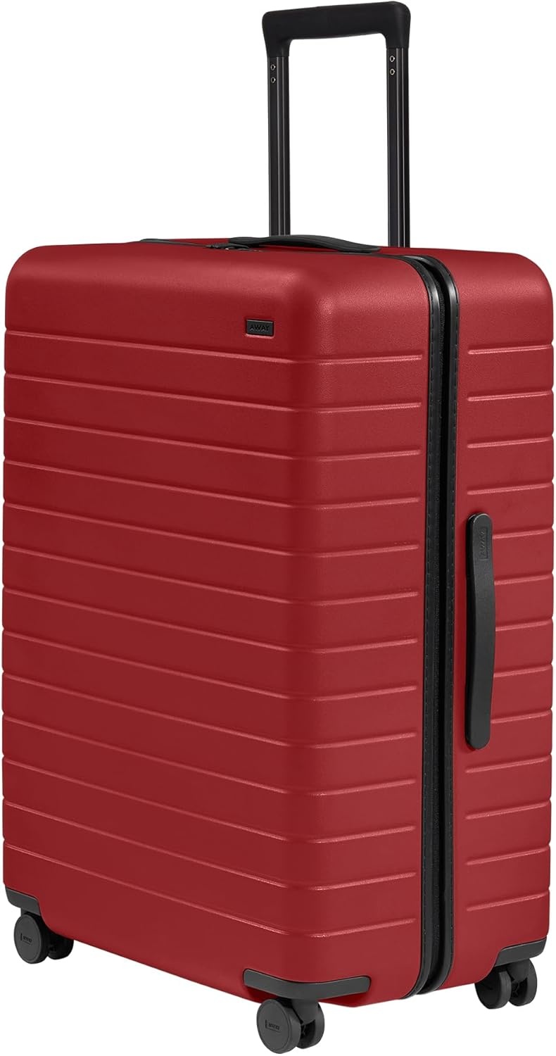 image:imageAway Amazon Exclusive Large Checked Luggage 29Inch Lightweight Hardside Suitcase with Four WhisperGlide 360 Spinner Wheels Interior Compression System TSAAccepted Lock Sky BlueTango Red