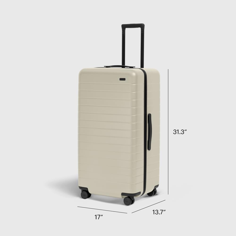 image:imageAway Amazon Exclusive Large Checked Luggage 29Inch Lightweight Hardside Suitcase with Four WhisperGlide 360 Spinner Wheels Interior Compression System TSAAccepted Lock Sky BlueSalt White Matte