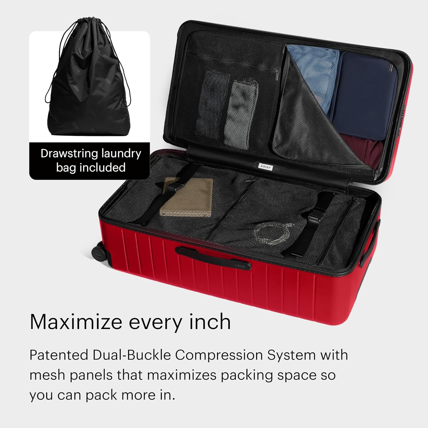image:imageAway Amazon Exclusive Large Checked Luggage 29Inch Lightweight Hardside Suitcase with Four WhisperGlide 360 Spinner Wheels Interior Compression System TSAAccepted Lock Sky BlueCherry Red