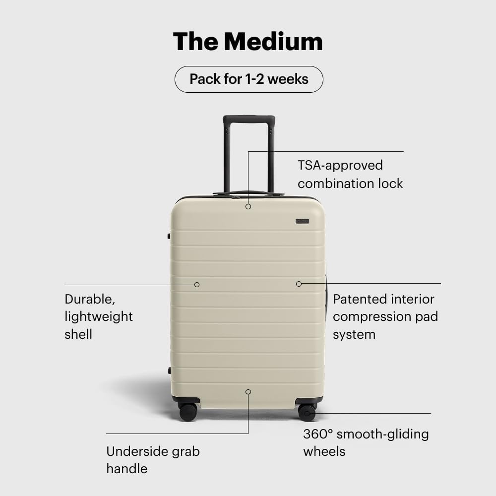 image:imageAway Amazon Exclusive Large Checked Luggage 29Inch Lightweight Hardside Suitcase with Four WhisperGlide 360 Spinner Wheels Interior Compression System TSAAccepted Lock Sky BlueSalt White Matte