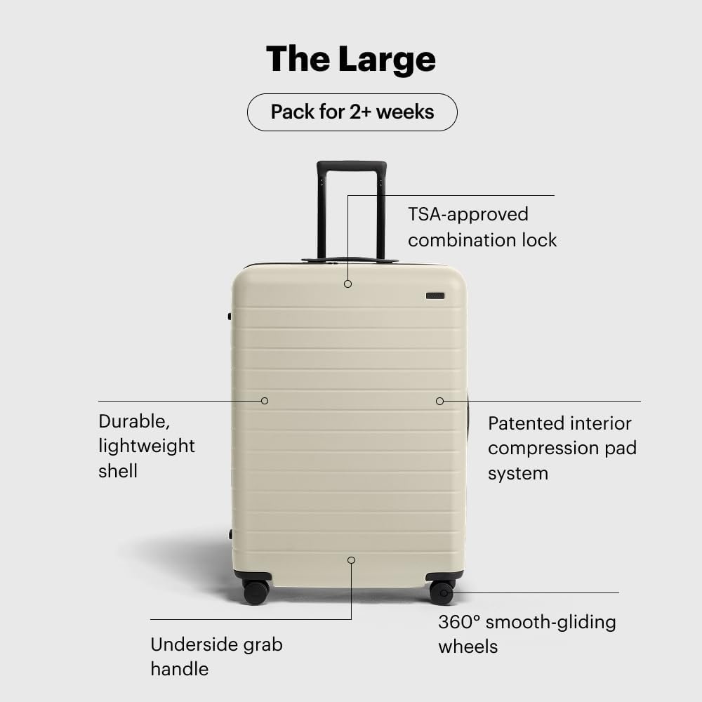 image:imageAway Amazon Exclusive Large Checked Luggage 29Inch Lightweight Hardside Suitcase with Four WhisperGlide 360 Spinner Wheels Interior Compression System TSAAccepted Lock Sky BlueSalt White Matte