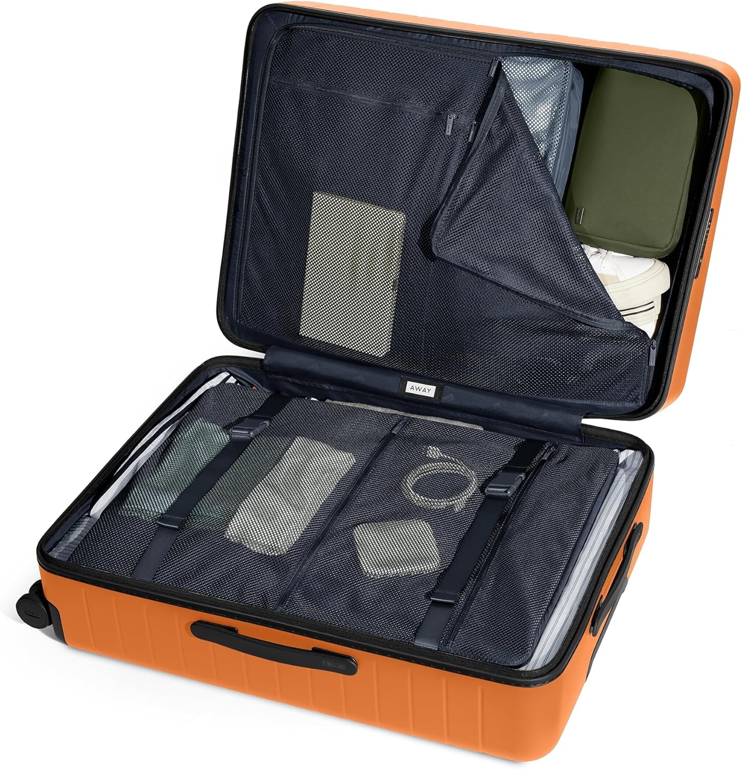 image:imageAway Amazon Exclusive Large Checked Luggage 29Inch Lightweight Hardside Suitcase with Four WhisperGlide 360 Spinner Wheels Interior Compression System TSAAccepted Lock Sky BlueSorbet Orange