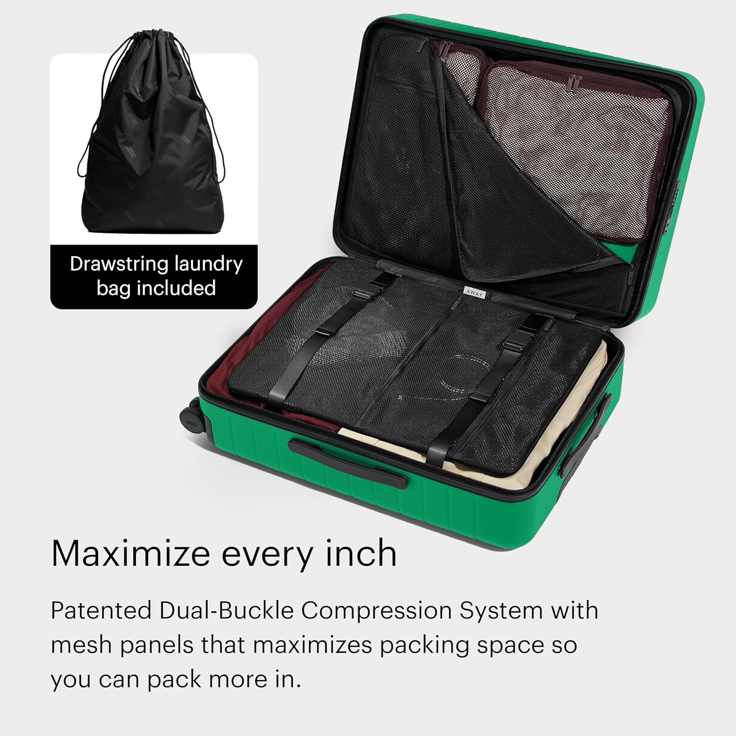 image:imageAway Amazon Exclusive Large Checked Luggage 29Inch Lightweight Hardside Suitcase with Four WhisperGlide 360 Spinner Wheels Interior Compression System TSAAccepted Lock Sky BluePalm Green