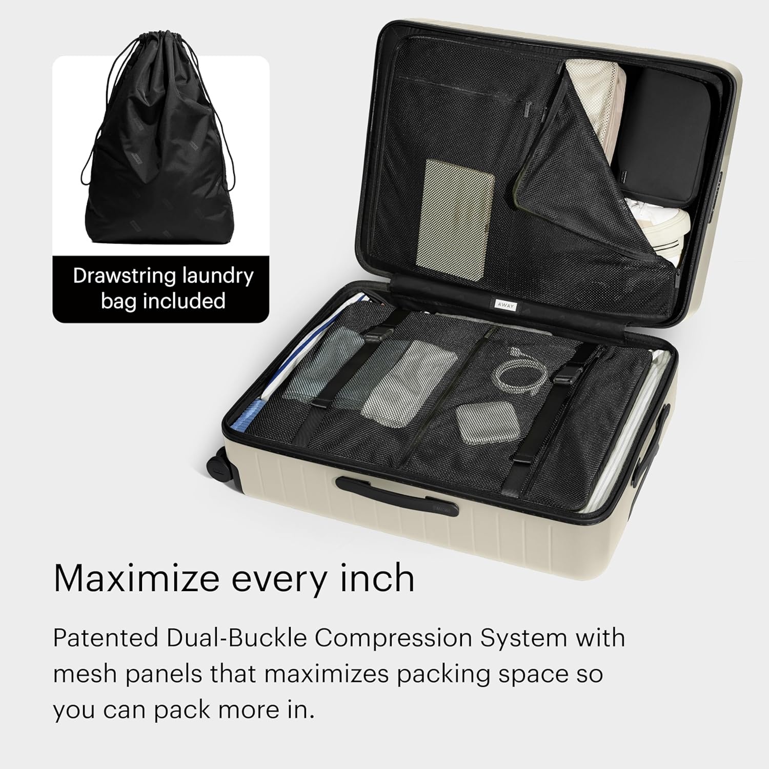 image:imageAway Amazon Exclusive Large Checked Luggage 29Inch Lightweight Hardside Suitcase with Four WhisperGlide 360 Spinner Wheels Interior Compression System TSAAccepted Lock Sky BlueSalt White