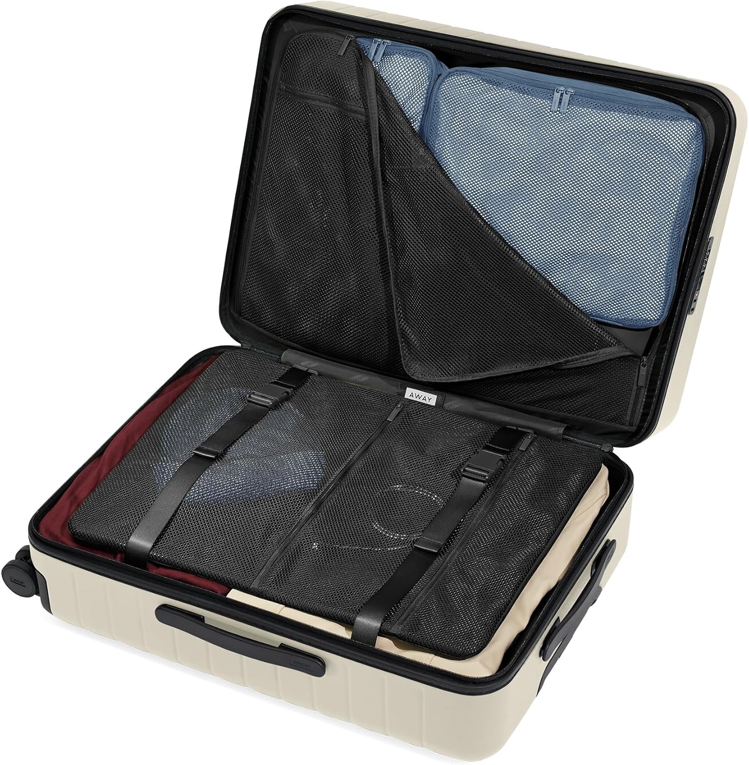 image:imageAway Amazon Exclusive Large Checked Luggage 29Inch Lightweight Hardside Suitcase with Four WhisperGlide 360 Spinner Wheels Interior Compression System TSAAccepted Lock Sky BlueSalt White Matte
