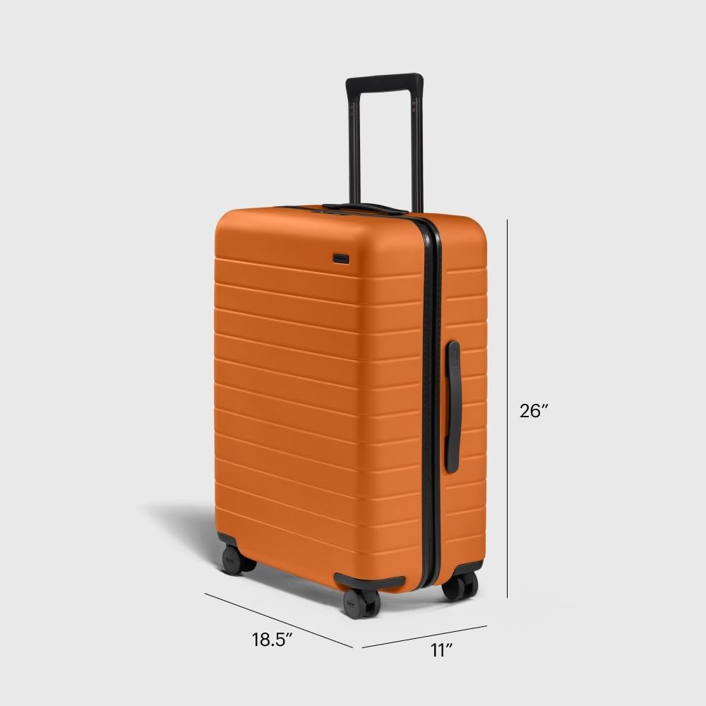 image:imageAway Amazon Exclusive Large Checked Luggage 29Inch Lightweight Hardside Suitcase with Four WhisperGlide 360 Spinner Wheels Interior Compression System TSAAccepted Lock Sky BlueSorbet Orange