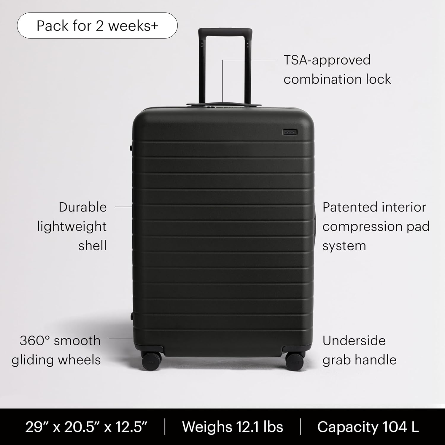 image:imageAway Amazon Exclusive Large Checked Luggage 29Inch Lightweight Hardside Suitcase with Four WhisperGlide 360 Spinner Wheels Interior Compression System TSAAccepted Lock Sky BlueJet Black