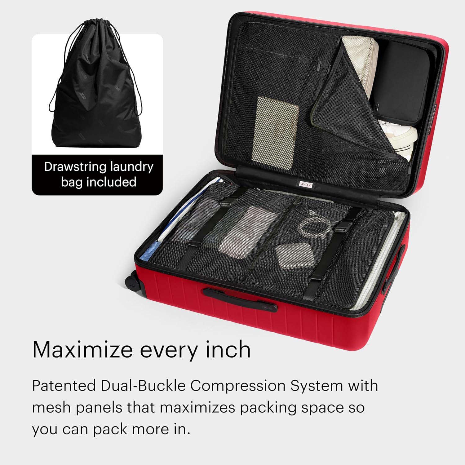 image:imageAway Amazon Exclusive Large Checked Luggage 29Inch Lightweight Hardside Suitcase with Four WhisperGlide 360 Spinner Wheels Interior Compression System TSAAccepted Lock Sky BlueCherry Red