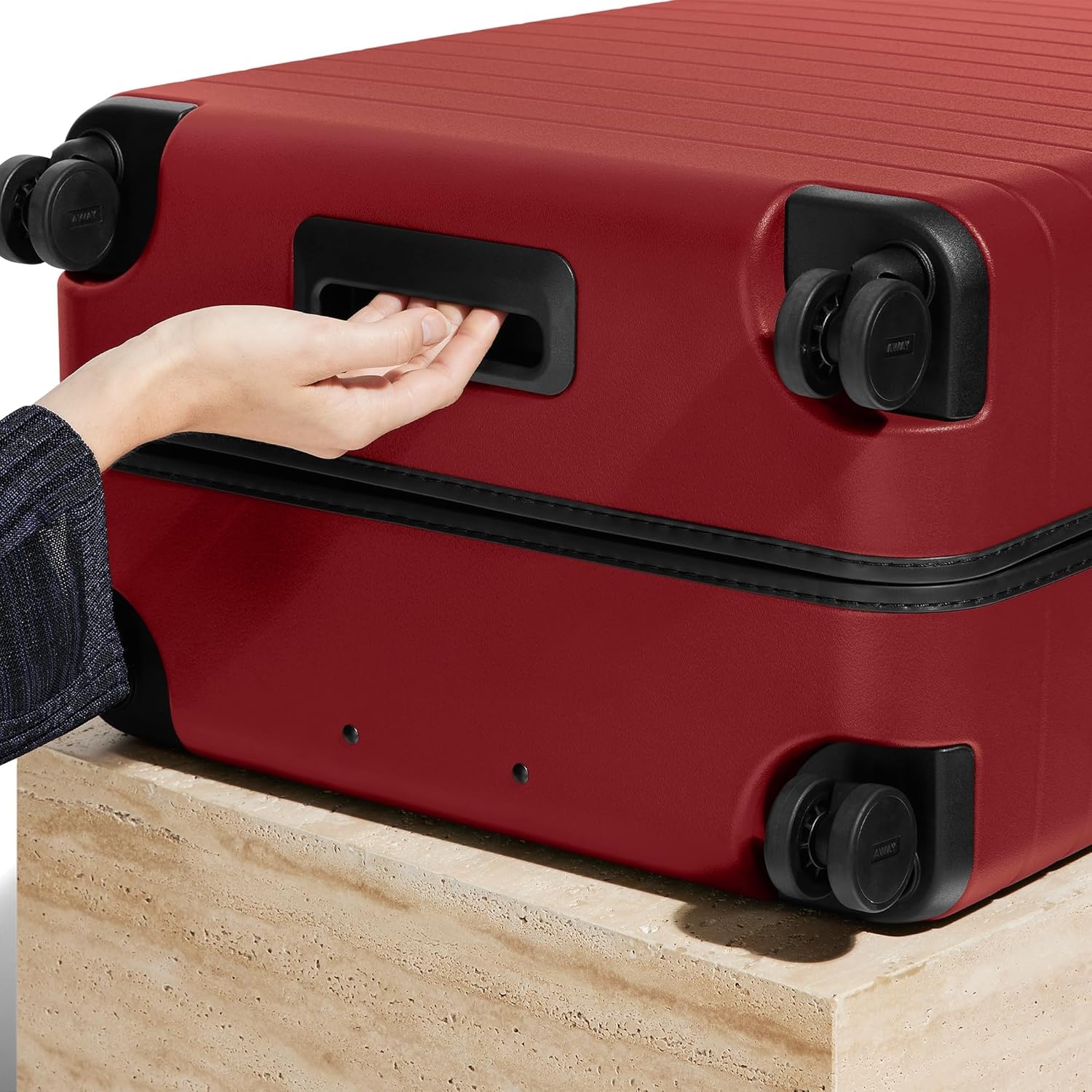 image:imageAway Amazon Exclusive Large Checked Luggage 29Inch Lightweight Hardside Suitcase with Four WhisperGlide 360 Spinner Wheels Interior Compression System TSAAccepted Lock Sky BlueTango Red