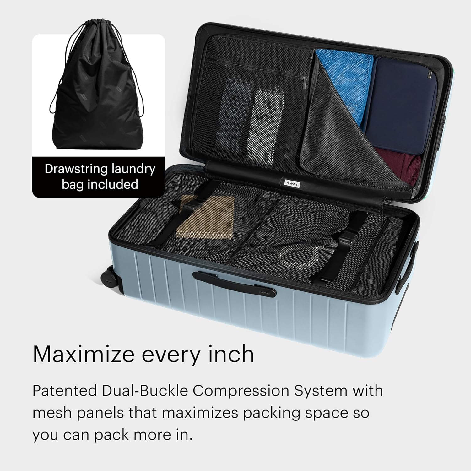 image:imageAway Amazon Exclusive Large Checked Luggage 29Inch Lightweight Hardside Suitcase with Four WhisperGlide 360 Spinner Wheels Interior Compression System TSAAccepted Lock Sky BlueSky Blue