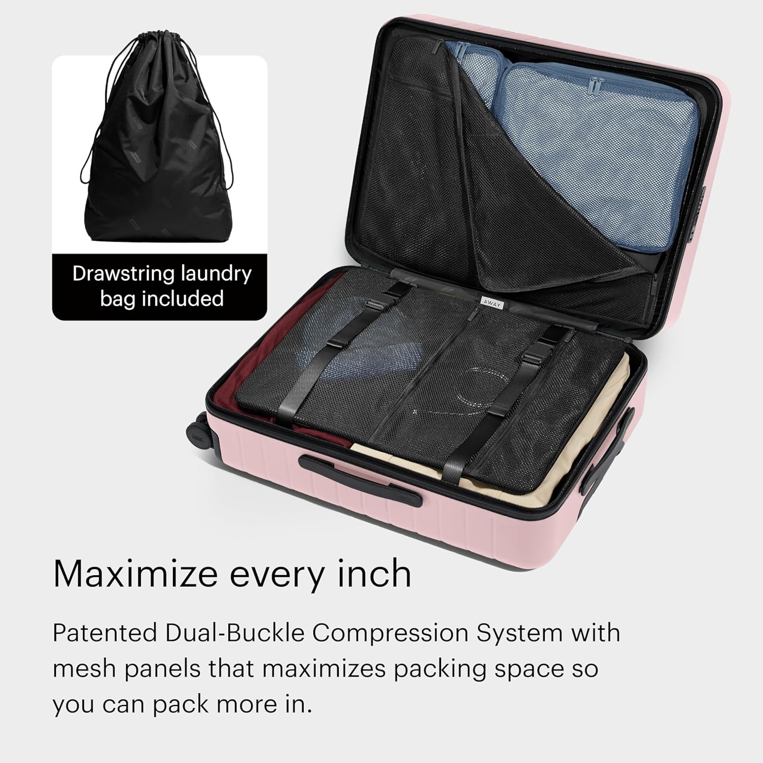 image:imageAway Amazon Exclusive Large Checked Luggage 29Inch Lightweight Hardside Suitcase with Four WhisperGlide 360 Spinner Wheels Interior Compression System TSAAccepted Lock Sky BlueBlush Pink