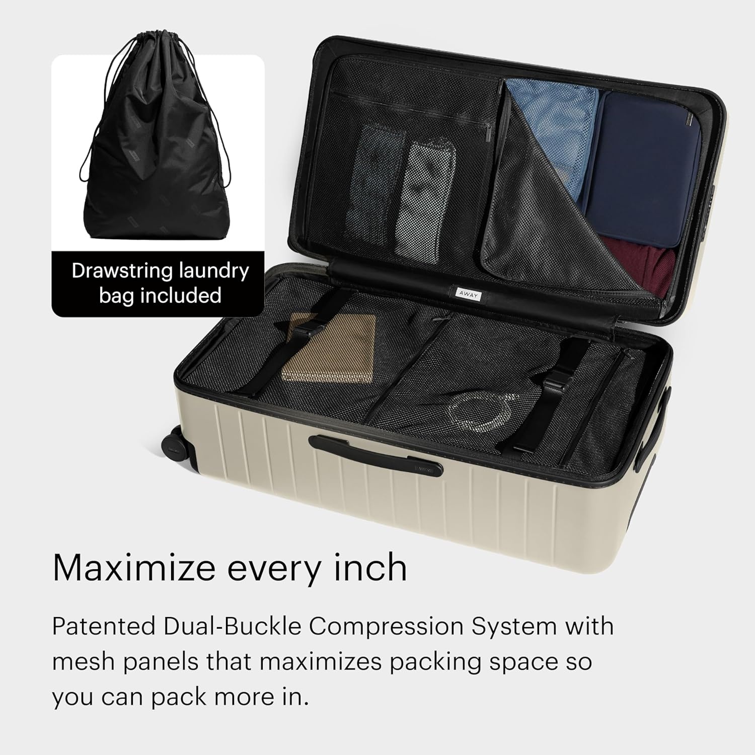 image:imageAway Amazon Exclusive Large Checked Luggage 29Inch Lightweight Hardside Suitcase with Four WhisperGlide 360 Spinner Wheels Interior Compression System TSAAccepted Lock Sky BlueSalt White