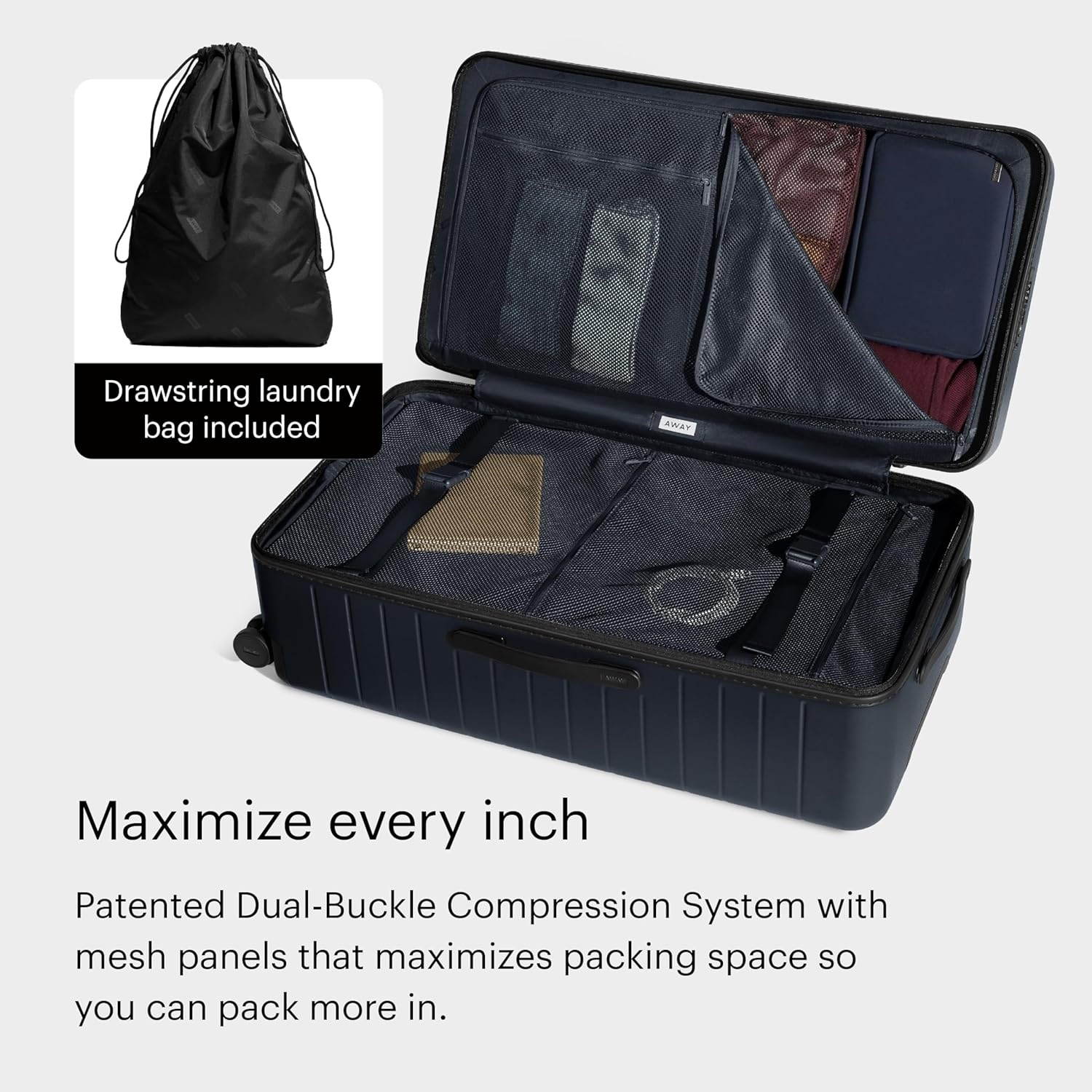 image:imageAway Amazon Exclusive Large Checked Luggage 29Inch Lightweight Hardside Suitcase with Four WhisperGlide 360 Spinner Wheels Interior Compression System TSAAccepted Lock Sky BlueNavy Blue