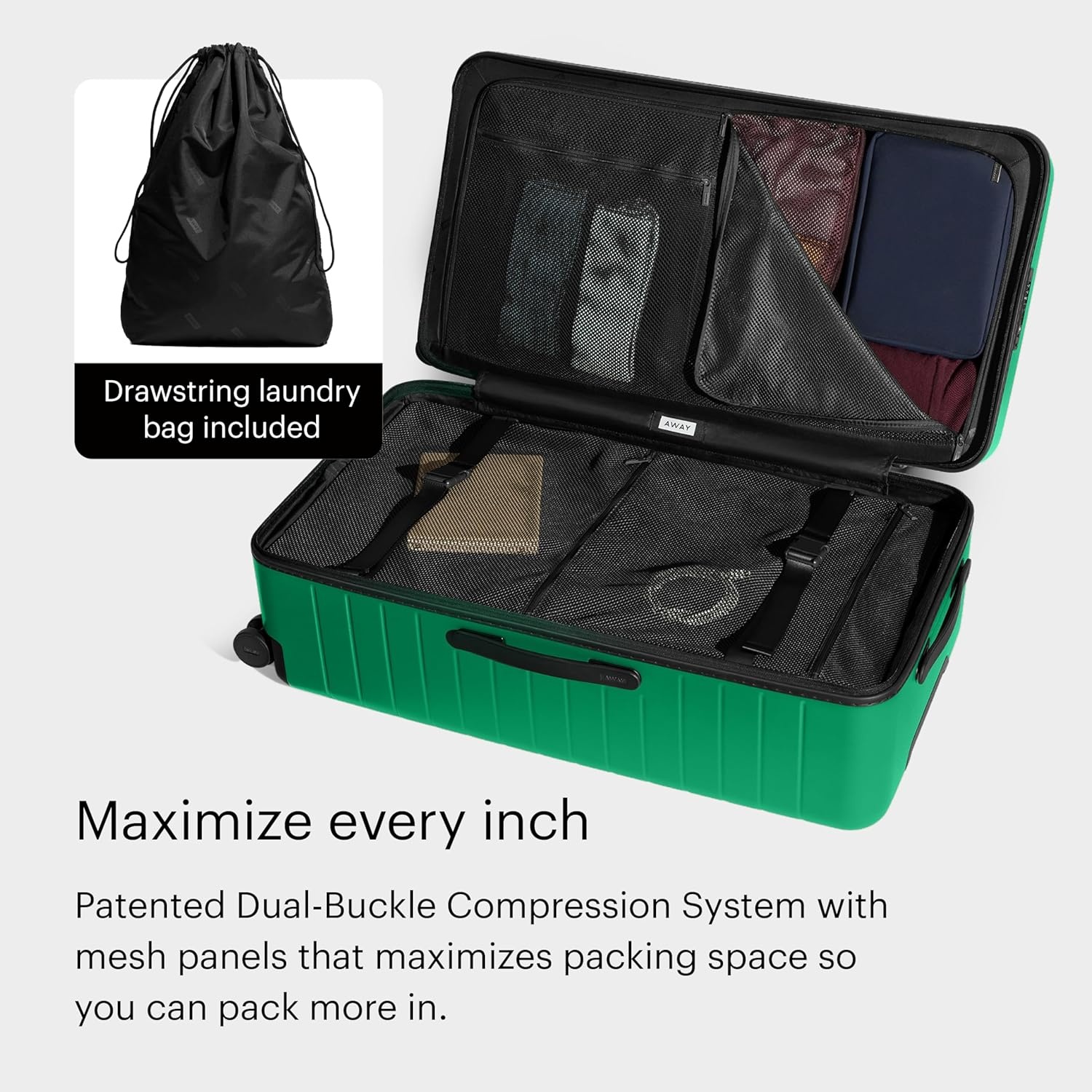 image:imageAway Amazon Exclusive Large Checked Luggage 29Inch Lightweight Hardside Suitcase with Four WhisperGlide 360 Spinner Wheels Interior Compression System TSAAccepted Lock Sky BluePalm Green