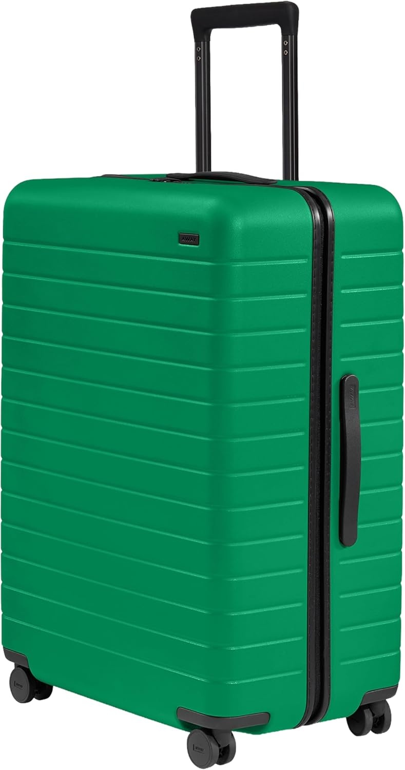image:imageAway Amazon Exclusive Large Checked Luggage 29Inch Lightweight Hardside Suitcase with Four WhisperGlide 360 Spinner Wheels Interior Compression System TSAAccepted Lock Sky BluePalm Green