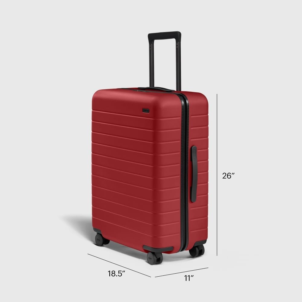 image:imageAway Amazon Exclusive Large Checked Luggage 29Inch Lightweight Hardside Suitcase with Four WhisperGlide 360 Spinner Wheels Interior Compression System TSAAccepted Lock Sky BlueTango Red