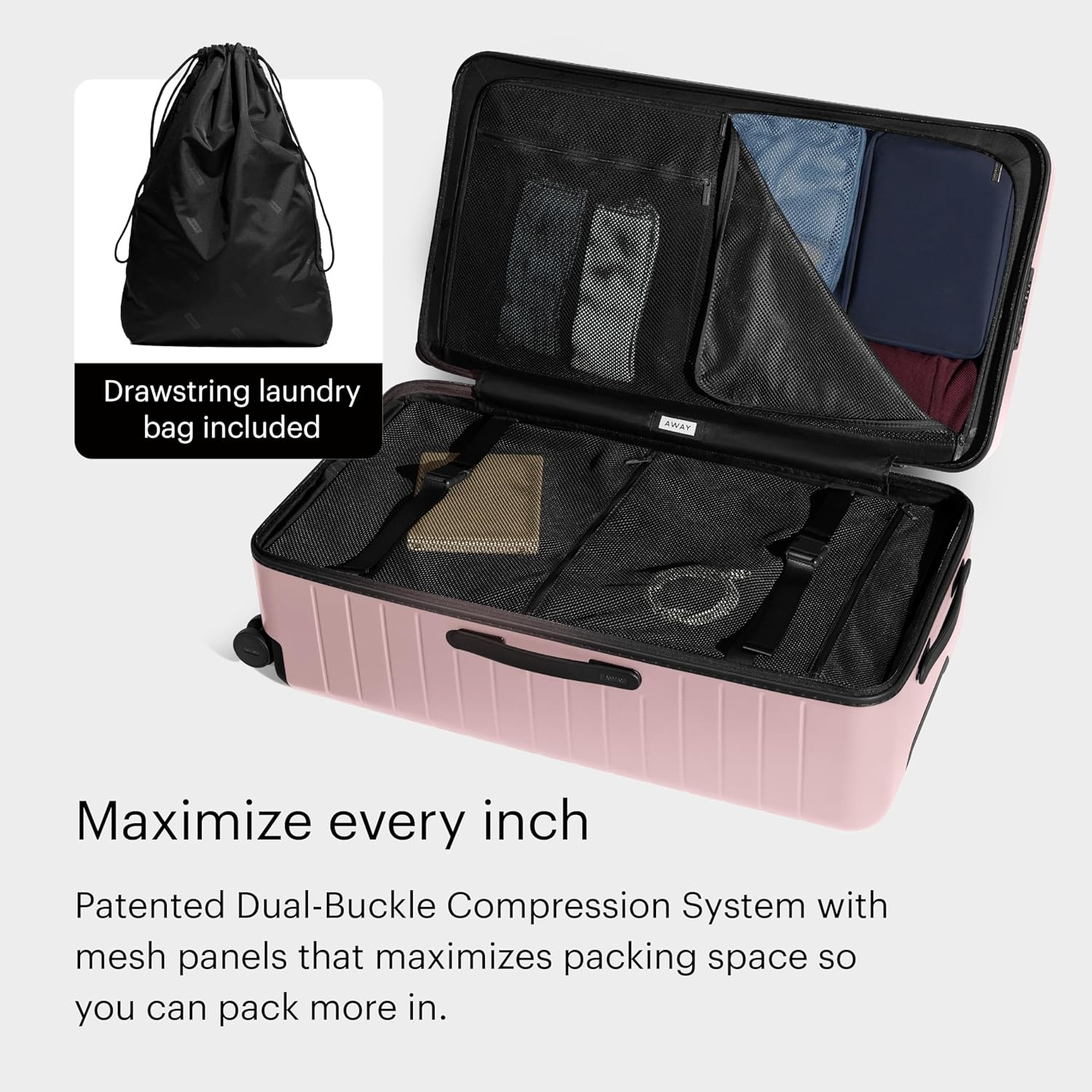 image:imageAway Amazon Exclusive Large Checked Luggage 29Inch Lightweight Hardside Suitcase with Four WhisperGlide 360 Spinner Wheels Interior Compression System TSAAccepted Lock Sky BlueBlush Pink