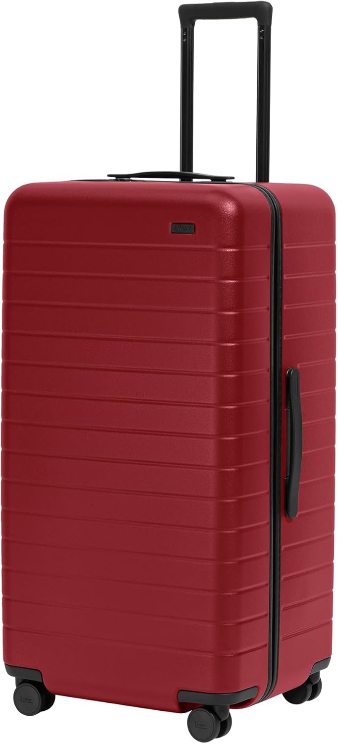 image:imageAway Amazon Exclusive Large Checked Luggage 29Inch Lightweight Hardside Suitcase with Four WhisperGlide 360 Spinner Wheels Interior Compression System TSAAccepted Lock Sky BlueTango Red