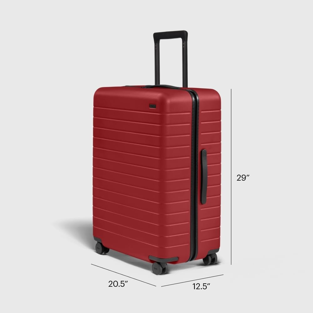 image:imageAway Amazon Exclusive Large Checked Luggage 29Inch Lightweight Hardside Suitcase with Four WhisperGlide 360 Spinner Wheels Interior Compression System TSAAccepted Lock Sky BlueTango Red