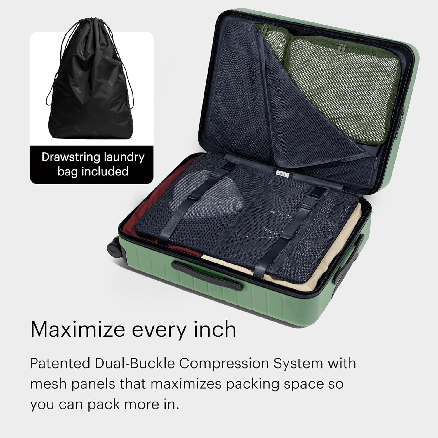 image:imageAway Amazon Exclusive Large Checked Luggage 29Inch Lightweight Hardside Suitcase with Four WhisperGlide 360 Spinner Wheels Interior Compression System TSAAccepted Lock Sky BlueSea Green