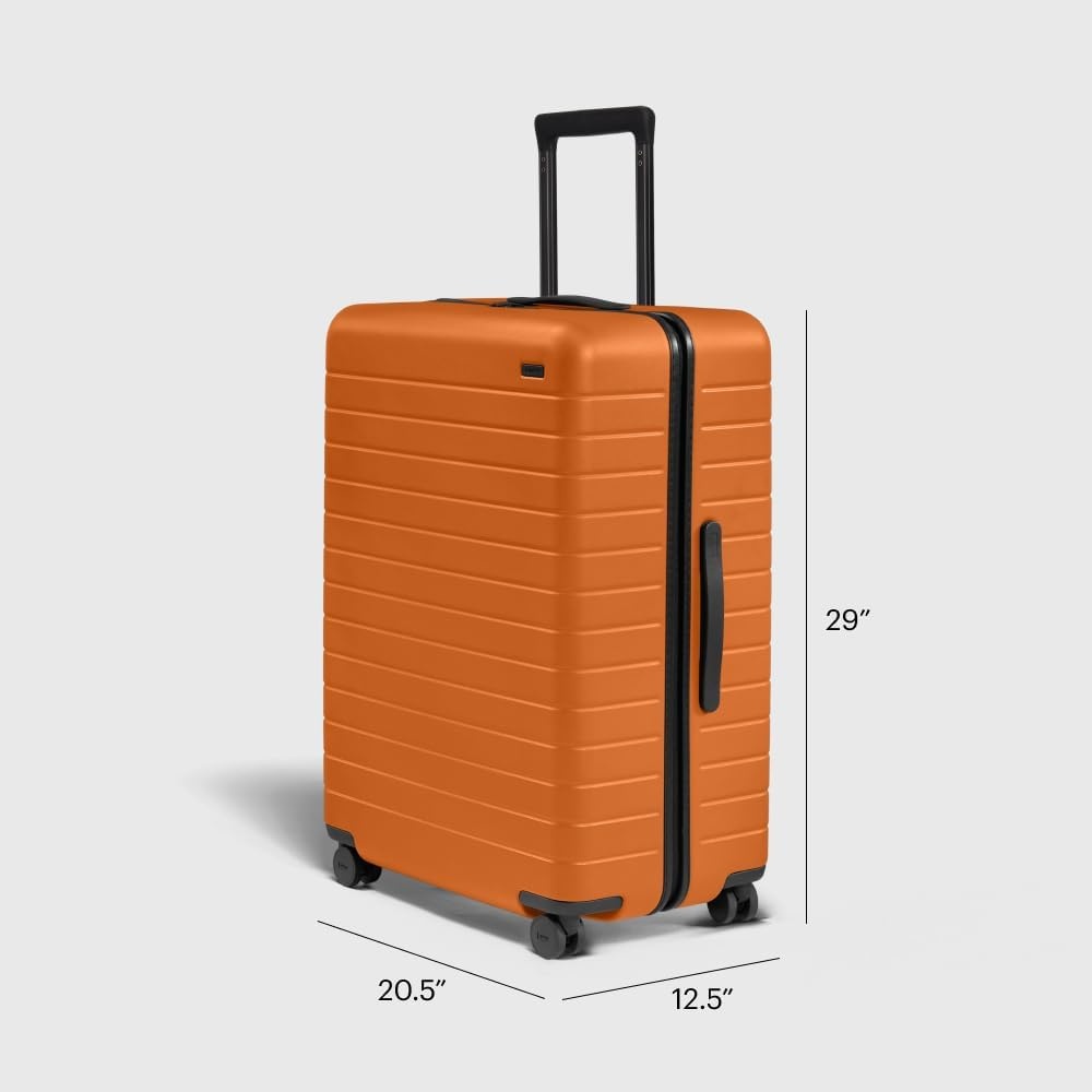 image:imageAway Amazon Exclusive Large Checked Luggage 29Inch Lightweight Hardside Suitcase with Four WhisperGlide 360 Spinner Wheels Interior Compression System TSAAccepted Lock Sky BlueSorbet Orange
