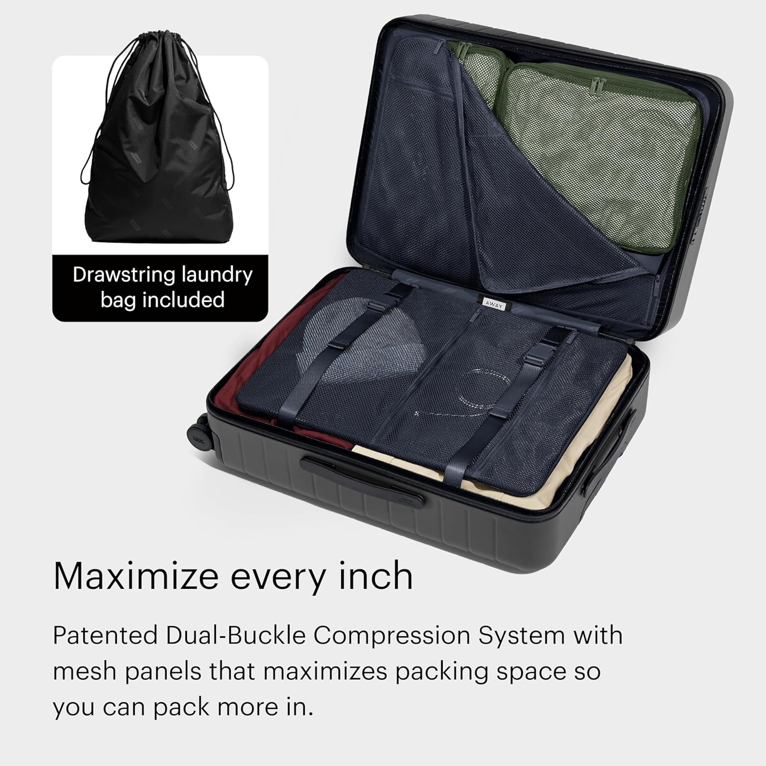 image:imageAway Amazon Exclusive Large Checked Luggage 29Inch Lightweight Hardside Suitcase with Four WhisperGlide 360 Spinner Wheels Interior Compression System TSAAccepted Lock Sky BlueJet Black